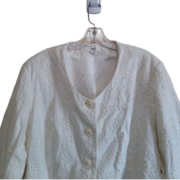 Cato Woman Suit Jacket Linen Blend Embroidery Ivory Cream Beige Size 22W - Picture 3 of 8